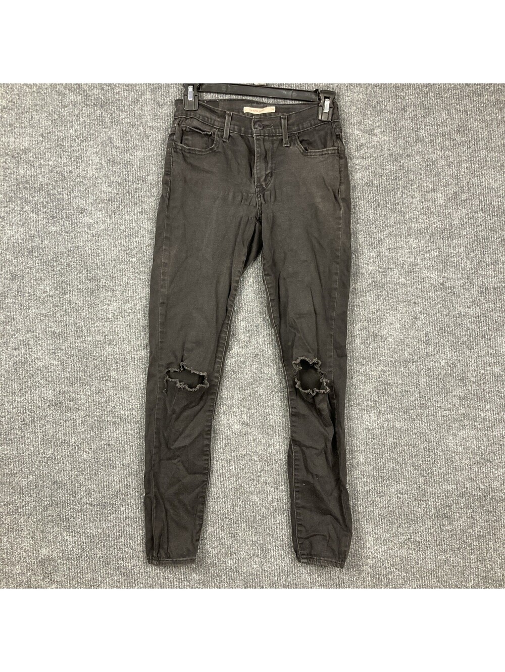 Levi's 710 Womens Size 26 Super Skinny Distressed Black Denim Jeans